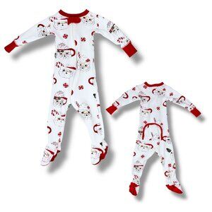 The Beaufort Bonnet Co Baby Santa Print Footie Zipper Sleeper 3m / 6m